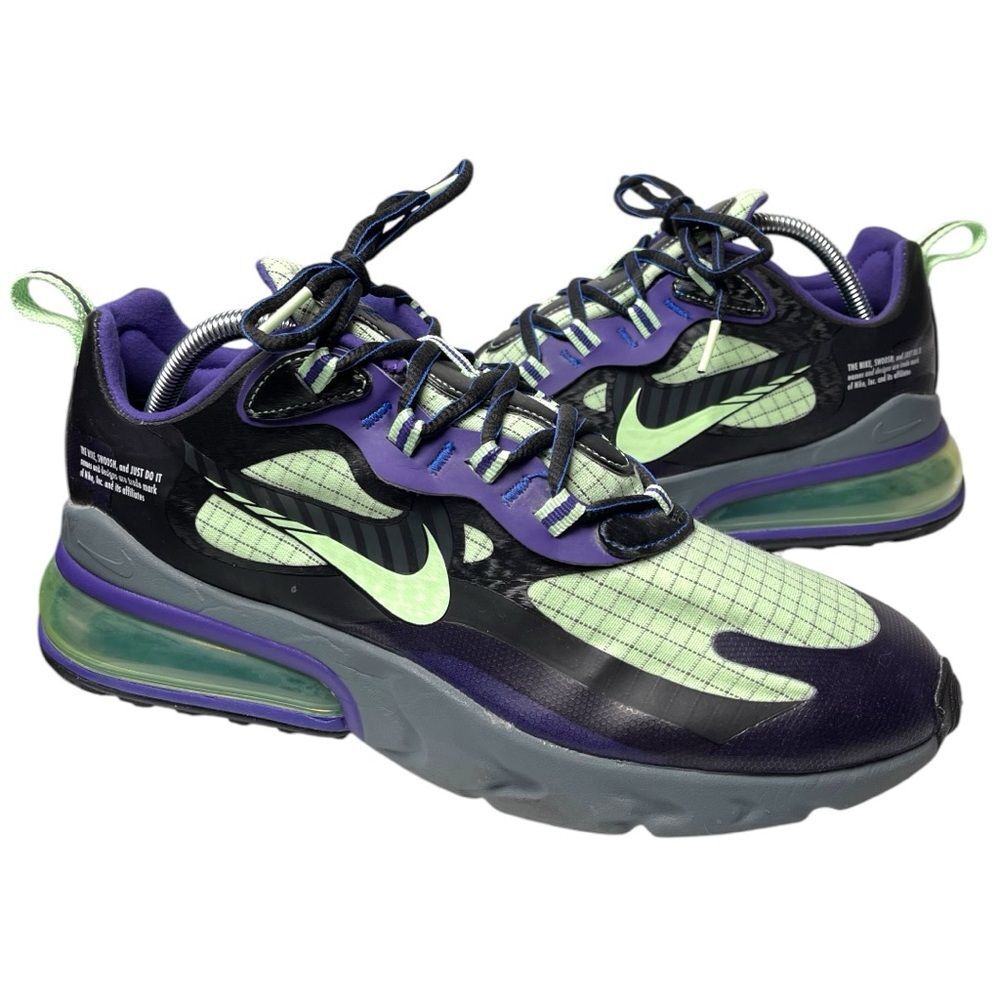 Nike Air Max 270 React Future Swoosh Black Green Purple Sneakers Men’s Size 8.5